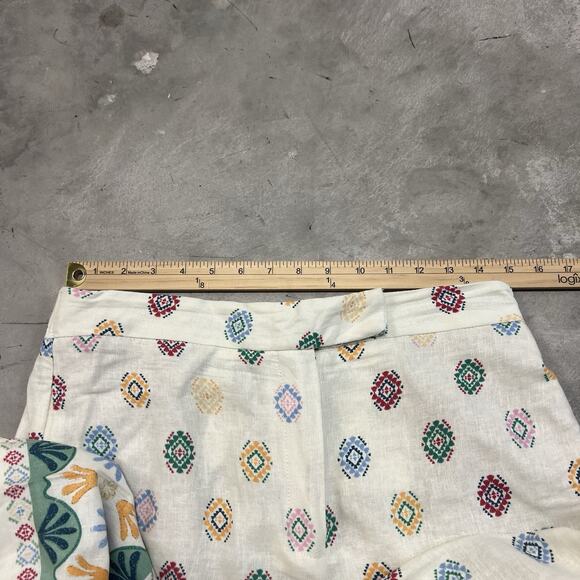 Maison D'Amelie Wide Leg Pants Women Aztec Pattern Full Length Size Medium Linen - Picture 4 of 8